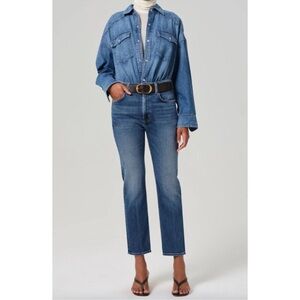 NWT Citizens of Humanity Zurie Straight-Leg Ankle Jeans Abalone Dark Blue 29